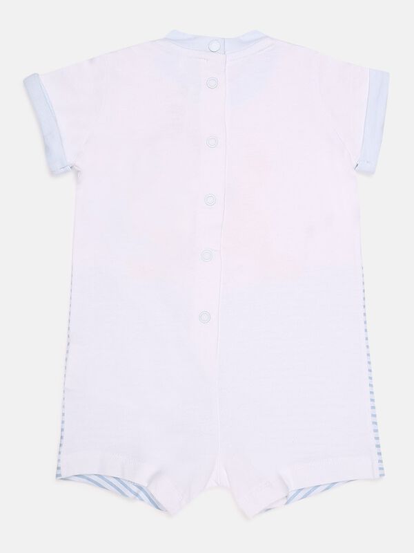 Printed Sustainable Cotton Romper -Blue image number null